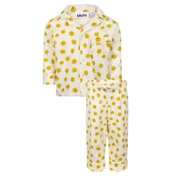 MOLO | Smiles all over organic pajama set in off white and yellow,商家BAMBINIFASHION,价格¥465