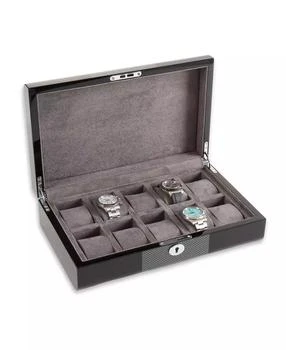 Bey-Berk | Carbon Fiber Design Ten Watch Storage Case with Lock Closure,商家Macy's,价格¥1870