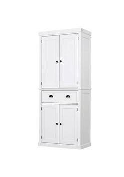 商品72" Traditional Freestanding Kitchen Pantry Cupboard with 2 Cabinet Drawer and Adjustable Shelves White图片
