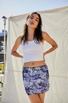 Urban Outfitters | UO Marble Print Micro Mesh Mini Skirt商品图片,