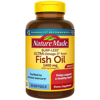 商品Nature Made | Burp-Less Ultra Omega-3 from Fish Oil 1400 mg Softgels,商家Walgreens,价格¥220图片