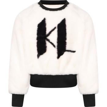 推荐Contrasting logo fuzzy sweatshirt in white and black商品