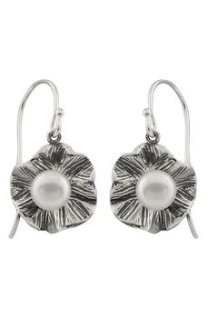 Splendid Pearls | Rhodium Plated Sterling Silver 5-5.5mm Cultured Freshwater Pearl Drop Earrings 独家减免邮费