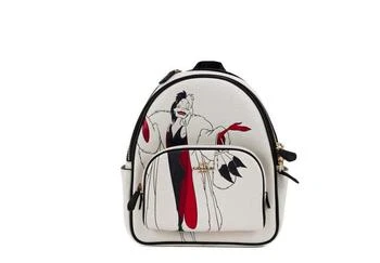 推荐COACH Disney Cruella Motif Mini Pebbled Leather Court Backpack Bag商品