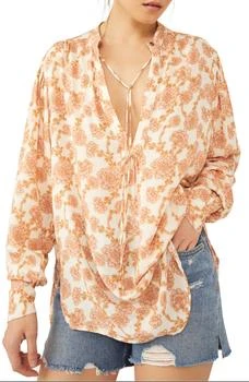 Free People | Mia Floral Print Tie Neck Tunic Top 4.6折