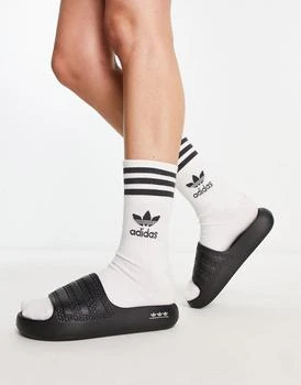 推荐adidas Originals Adilette Ayoon slides in black商品