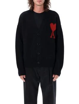 AMI | AMI Paris Ami de Coeur Logo Intarsia Knitted Buttoned Cardigan,商家Cettire,价格¥2604