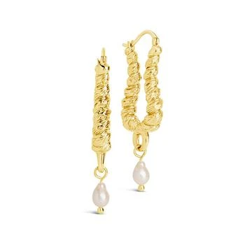 Sterling Forever | Gold-Tone or Silver-Tone Drop Cultured Freshwater Pearl Sylvie Statement Hoops,商家Macy's,价格¥410