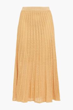 Sandro | Metallic pointelle-knit midi skirt商品图片,4.4折