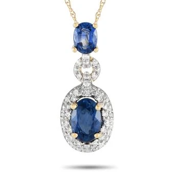 LB Exclusive 14K Yellow Gold 0.08ct Diamond and Sapphire Necklace PD4-16183YSA