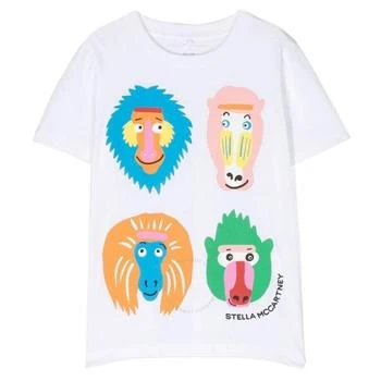 推荐Boys White Cotton Monkey Print T-Shirt商品
