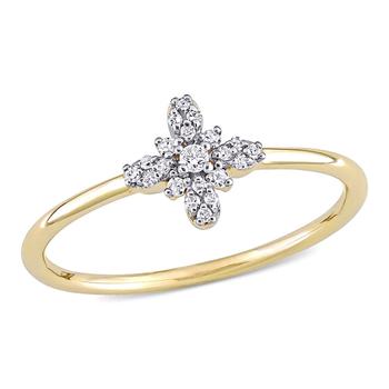 商品Amour | Amour 10k Yellow Gold 1/10 CT TDW Diamond Floral Ring,商家Jomashop,价格¥1539图片