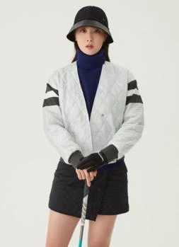 DESCENTE | 高尔夫系列女性V领菱形绗缝羽绒服时尚优雅 DO41WFDJO3-LGYG,商家Brilliant Fashion,价格¥1553