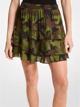 商品Michael Kors | Camouflage Silk Georgette Ruffled Skirt,商家Michael Kors,价格¥632图片