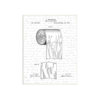 商品Toilet Paper Roll Patent Black and White Bathroom Design Wall Plaque Art, 10" x 15"图片