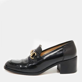 古驰高帮鞋, [二手商品] Gucci | Gucci Black Leather Horsebit Loafer Pumps Size 37商品图片 9.2折, 满1件减$100, 满减