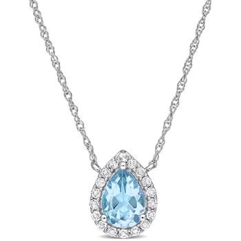 商品Julianna B | 10k White Gold Blue Topaz & White Topaz Halo Necklace,商家Lord & Taylor,价格¥3707图片