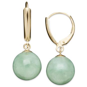 商品Jade Bead Drop in 14k Gold Earrings图片