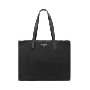 Prada | PRADA 女士黑色尼龙皮革托特包 1BG052-R064-F0002商品图片,满$100享9.5折, 满折