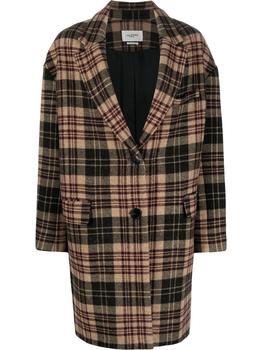 Isabel Marant | Burgandy Oversized 'Limiza' Checked Coat商品图片,满$175享8.9折, 满折