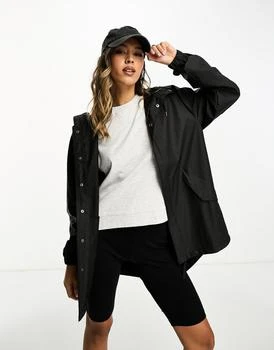 推荐Rains waterproof hooded fishtail jacket in black商品