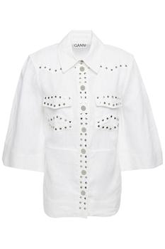 Ganni | Studded linen shirt商品图片,2.9折