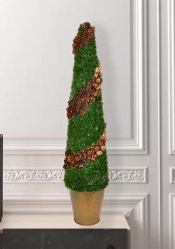 商品Vickerman | Cone Shape Cedar Tree in Rustic Tin Pot,商家Belk,价格¥1057图片