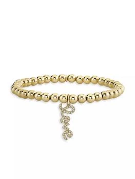 Sydney Evan | Under The Sea Love Script 14K Yellow Gold & 0.12 TCW Diamond Beaded Bracelet,商家Saks Fifth Avenue,价格¥11338