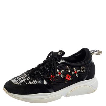 lv低帮鞋, [二手商品] Louis Vuitton | Louis Vuitton Black Patent Leather And Mesh Crystal Embellished Low Top Sneakers Size 36.5商品图片 5.1折, 满1件减$100, 满减