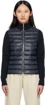 moncler polo, Moncler | Navy Down Padded Cotton Cardigan Jacket商品图片 