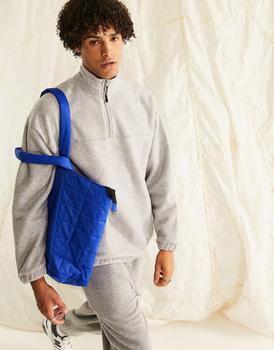 ASOS | ASOS DESIGN co-ord oversized polar fleece sweatshirt with half zip in grey marl商品图片,