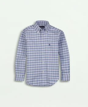 Brooks Brothers | Boys Non-Iron Stretch Cotton Oxford Multicolored Plaid Sport Shirt,商家Brooks Brothers,价格¥274