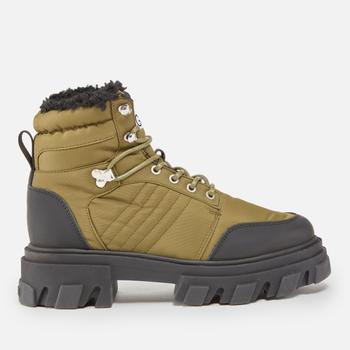 推荐Ganni Leather and Twill Hiking-Style Boots商品