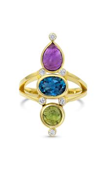 商品M.Spalten - Women's Triple Stone 18K Yellow Gold Multi-Stone Ring - Multi - Moda Operandi - Gifts For Her图片