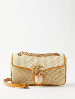 推荐GG Marmont 2.0 faux-raffia shoulder bag商品