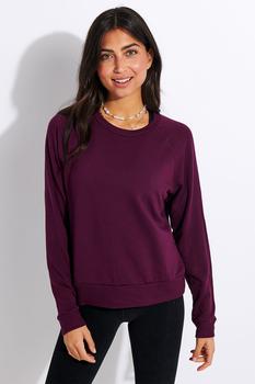 推荐Cozy Fleece Favorite Raglan Crew Sweatshirt - Fig Heather商品