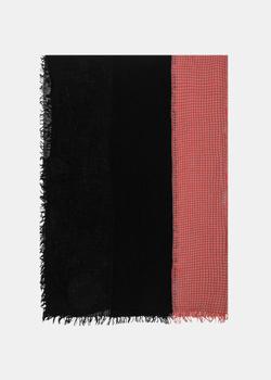 商品Yohji Yamamoto Black & Red Two-Tone Needle Punch Scarf图片