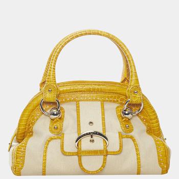 celine tote, [二手商品] Celine | Celine White/Yellow Embossed Leather Handbag商品图片 9.5折