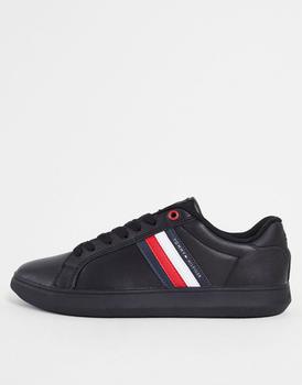 Tommy Hilfiger | Tommy Hilfiger essential leather cupsole trainers in black商品图片,