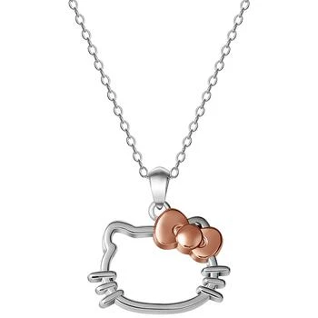 Giani Bernini | Hello Kitty Silhouette 18" Pendant Necklace in Sterling Silver & 18k Rose Gold-Plate, Created for Macy's 独家减免邮费