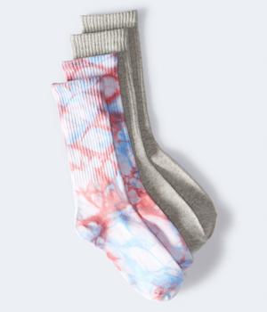 商品Aeropostale Women's Tie-Dye & Heathered Crew Sock 2-Pack***图片