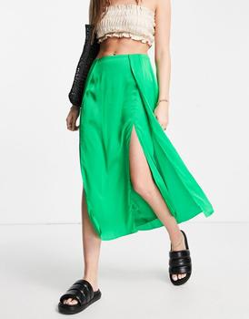 French Connection | French Connection satin slip skirt in light green商品图片,6.1折×额外9.5折, 额外九五折