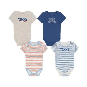 Tommy Hilfiger | Baby Boys Logo Short Sleeved Bodysuits, Pack of 4 6折×额外7折, 额外七折
