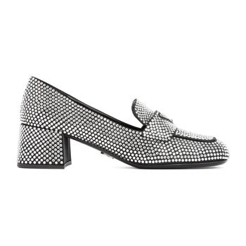 Prada | PRADA  CRYSTAL-EMBELLISHED LEATHER LOAFERS SHOES商品图片,7.6折