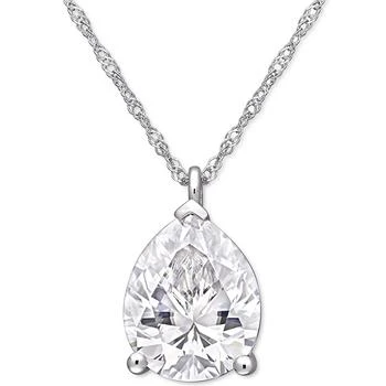 Macy's | Lab-Created Moissanite Pear-Cut 17" Pendant Necklace (3-1/4 ct. t.w.) in 14k White Gold,商家Macy's,价格¥10457