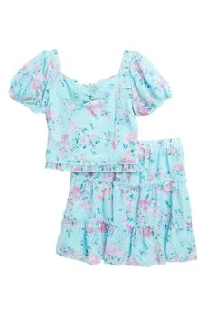 Zunie | Kids' Clip-Dot Puff Sleeve Top & Skirt Set,商家Nordstrom Rack,价格¥130