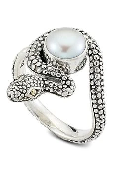 SAMUEL B. | Sterling Silver & 18K Yellow Gold 9mm White Freshwater Pearl Snake Ring,商家Nordstrom Rack,价格¥450