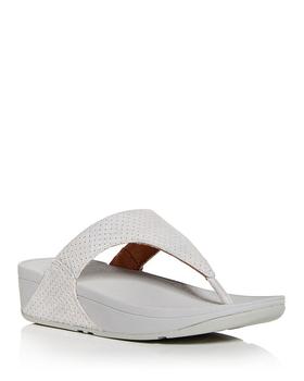 FitFlop | Women's Lulu Perforated Croc Embossed Thong Wedge Sandals商品图片,额外8折, 独家减免邮费, 额外八折