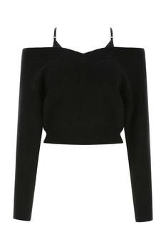 Alexander Wang | Alexander Wang V-Neck Off-Shoulder Ribbed Top商品图片,6.7折起