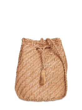 product Pompom Doublej Woven Leather Basket Bag image